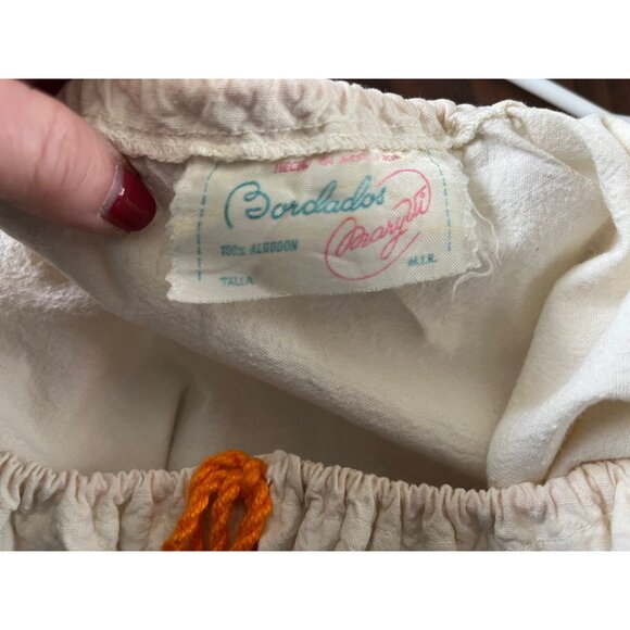 Vintage Mary Vi BARBADOS Maxi Dress Floral Embroidered Mexico Size 36 Gathered - Picture 2 of 10